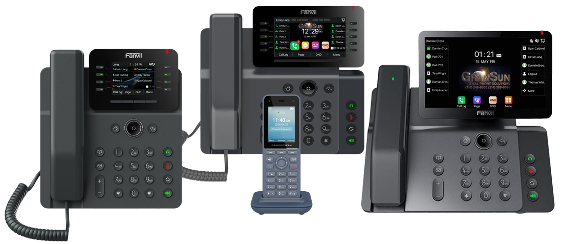GranSun partner demo kit: GS6, GS4 and GS2W desk phones and a Wi-Fi handset