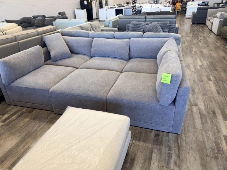 Blue-gray sectional with chaise at DT’s Outlet in Wichita