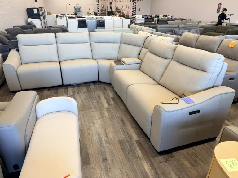 Cream power reclining sectional at DT’s Outlet in Wichita