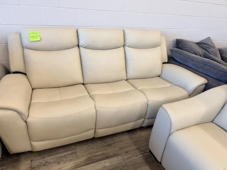 Cream reclining sofa at DT’s Outlet in Wichita