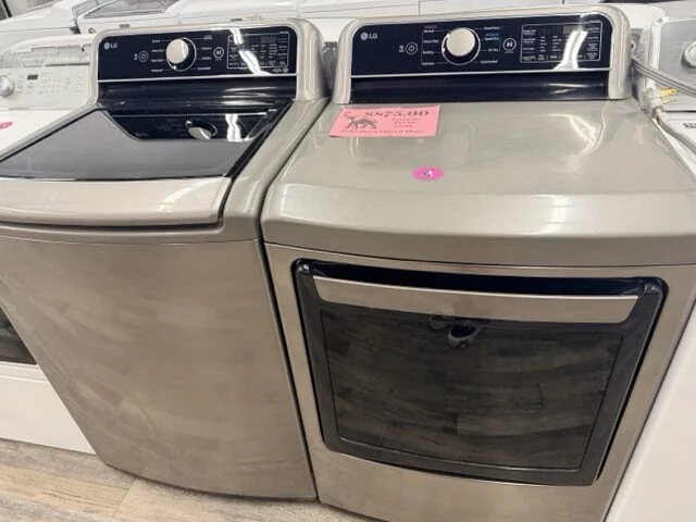 Used LG stainless top-load washer and matching dryer at DT's Outlet